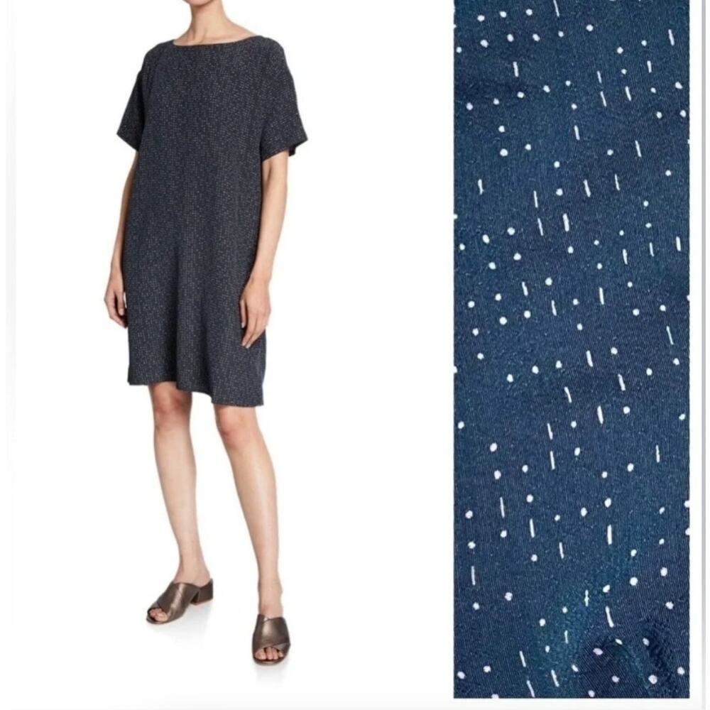 EILEEN FISHER Graphite Tencel Blend Morse Code Dress - Size M